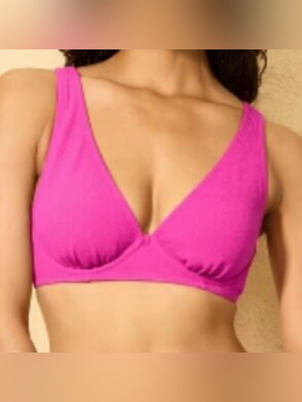 Shade & Shore Fuchsia Textured Underwire Bikini Top, Size 34B